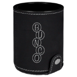 Black/Silver Laserable Leatherette Dice Cup with 5 Dice